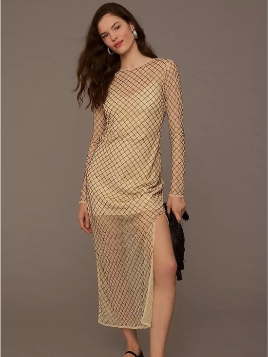 Anthropologie Dresses & Skirts - Anthropologie Sheer Beaded Column Maxi Dress